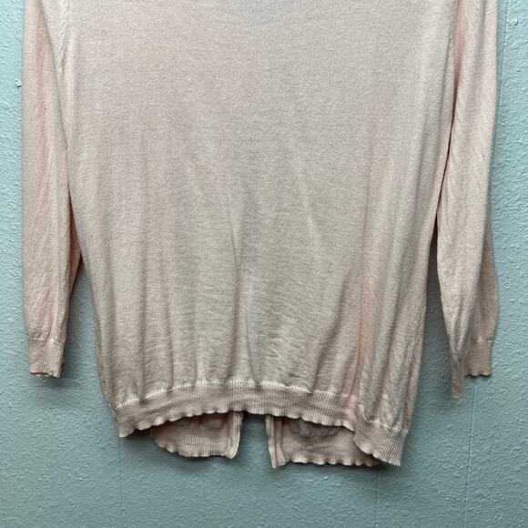 Cable & Gauge Soft Pink Beaded Womens Cardigan Sweater Medium Workwear Soft Girl - Picture 9 of 13